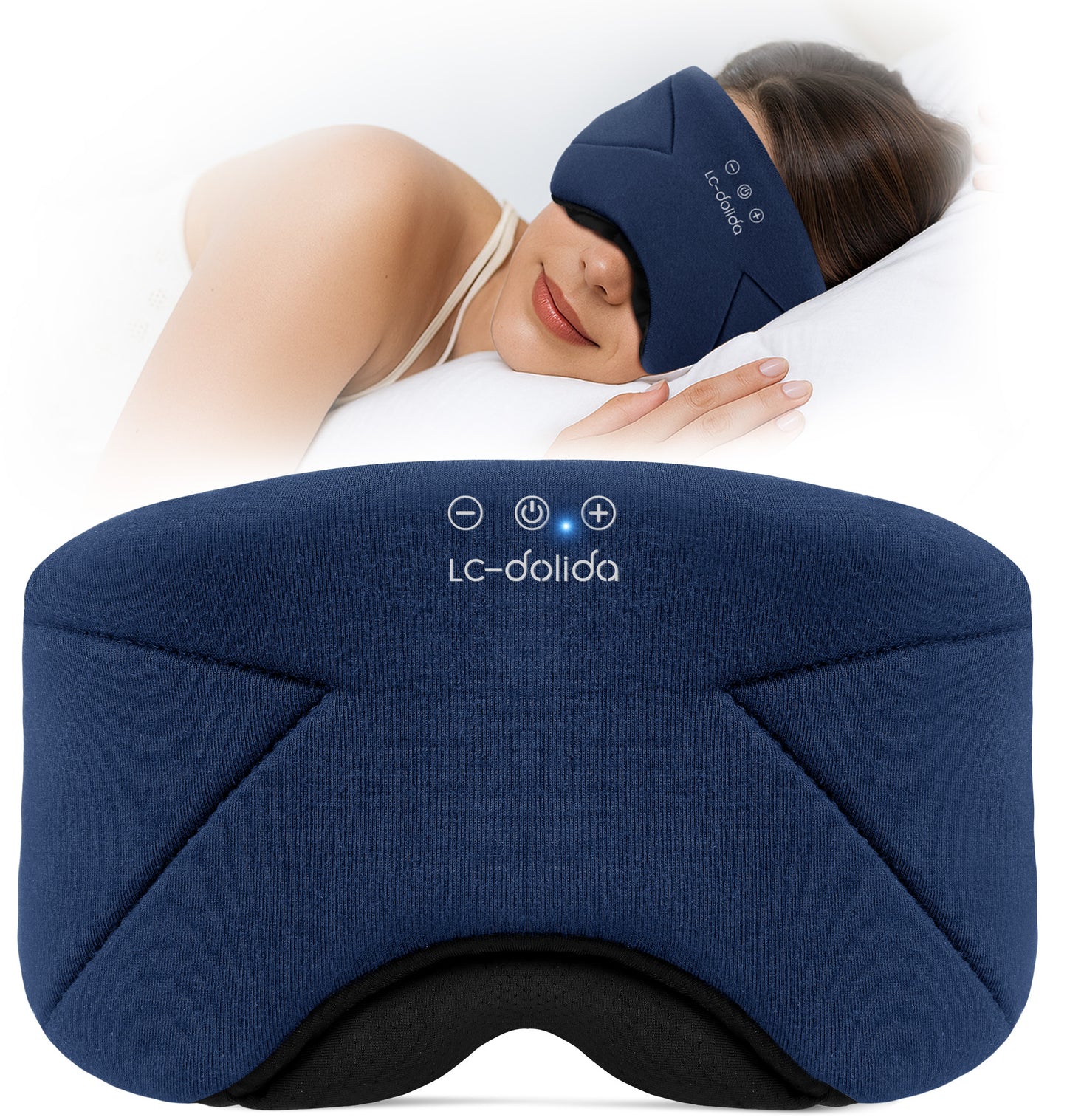 LC-dolida Sleep Mask with Headphones Bluetooth 5.4, LC-dolida Wireless Music Eye Mask for Sleeping Headphones with Soft Bamboo Cotton Cooling Breathable,Ultra-Thin Stereo Speaker for Side Sleepers-Ash Blue