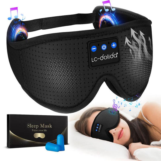 Sleep Mask with Bluetooth Headphones, Sleep Mask 3D Sleeping for Side Sleepers, Eye Cover Blindfold for Travel Nap Yoga, Black,Pink
