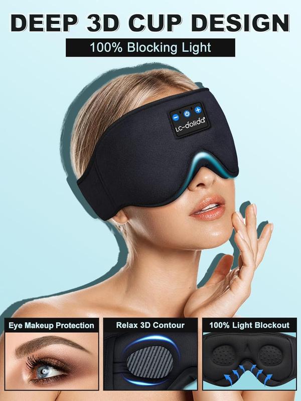 Sleeping Headphones for Side Sleepers Headband Sleep Mask with Bluetooth Headphones Ultra-Thin Stereo Sleep Mask Bluetooth Wireless Music Eye Mask