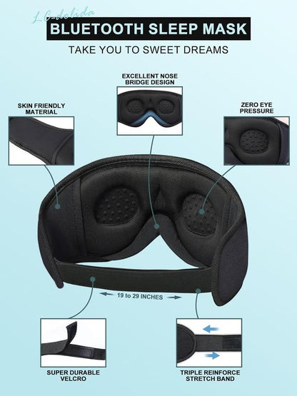 Sleeping Headphones for Side Sleepers Headband Sleep Mask with Bluetooth Headphones Ultra-Thin Stereo Sleep Mask Bluetooth Wireless Music Eye Mask