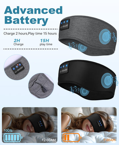 LC-dolida 2-Pack Sleep Headphones Bluetooth 5.4, Sports Headband Earphones Wireless with Ultra-Thin HD Stereo Speaker for Sleeping Gift Workout Jogging Yoga Insomnia Travel Meditation