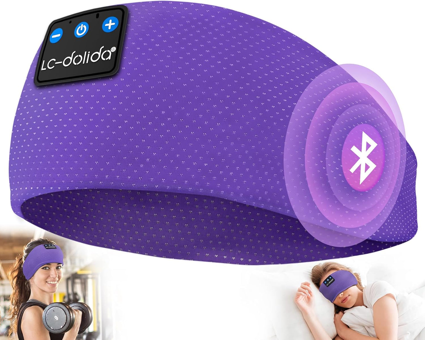 LC-dolida Sleep Headphones Headband Bluetooth 5.4, Sports Headband Earphones Wireless with Speaker Microphone USB C for Sleeping Gift Workout Jogging Yoga Insomnia Travel Meditation, Butterfly