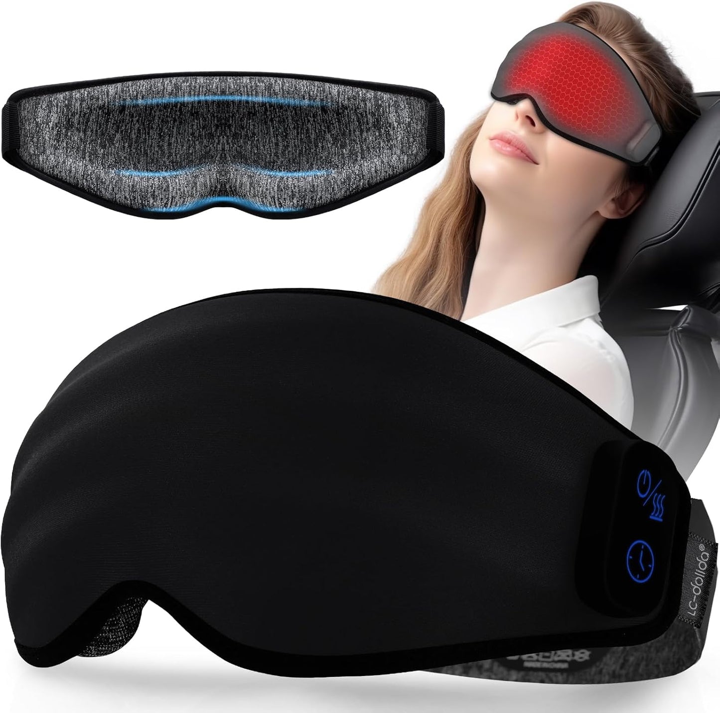 Heated Eye Mask Cordless for Dry Eyes, FSA/HSA Eligible 3D Sleep Mask No Pressure, Warm Compress with Temperature, Timer Control for Sleeping Stye Eye Relax Meditation Travel Women Men