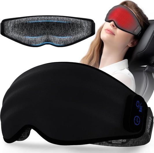 Heated Eye Mask Cordless for Dry Eyes, FSA/HSA Eligible 3D Sleep Mask No Pressure, Warm Compress with Temperature, Timer Control for Sleeping Stye Eye Relax Meditation Travel Women Men