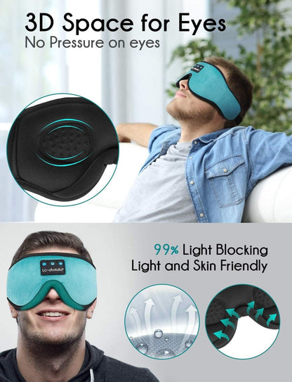 LC-dolida Sleep Headphones, Sleep Mask Bluetooth Wireless Music Eye Mask, Sleeping Headphones for Side Sleepers Sleep Mask with Bluetooth Headphones Ultra-Thin Stereo Speakers Perfect for Sleeping