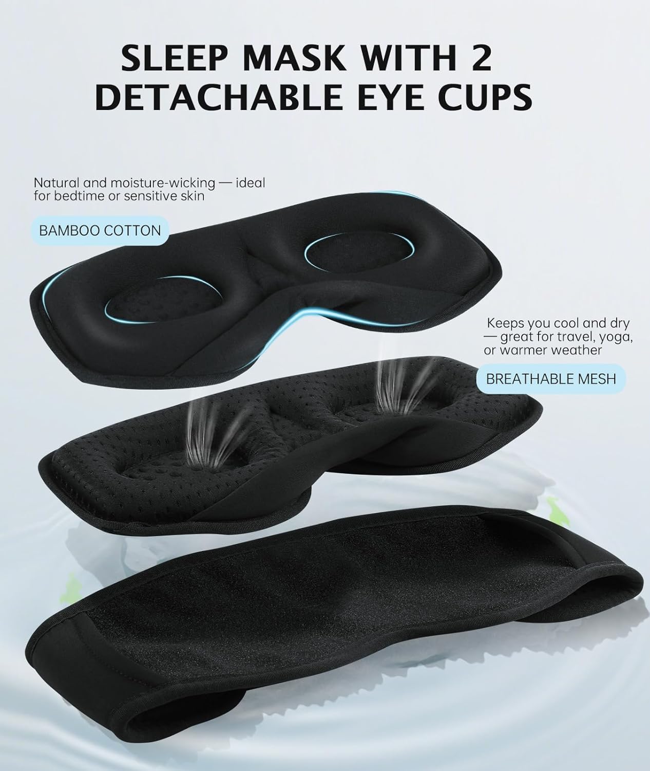 LC-dolida Sleep Headphones Bluetooth 5.4 3D Sleep Mask, up to 15-Hour Stand-by Bluetooth Eye Masks, Wireless Earphones Eye Mask for Sleeping,Cool Tech Gadget Travel Essentials 2 Replaceable 3D Eye Cup pads