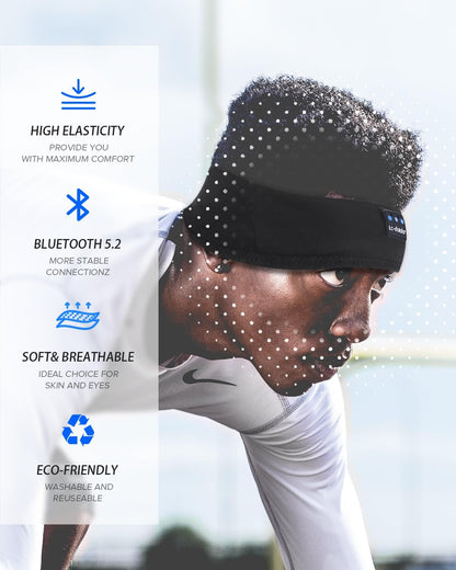 LC-dolida Headband Headphones Bluetooth Headband, Sleep Headphones Wireless Bluetooth with Ultra-Thin HD Stereo Speaker, Sleep Headband Earphones for Workout Yoga Insomnia Meditation Gifts