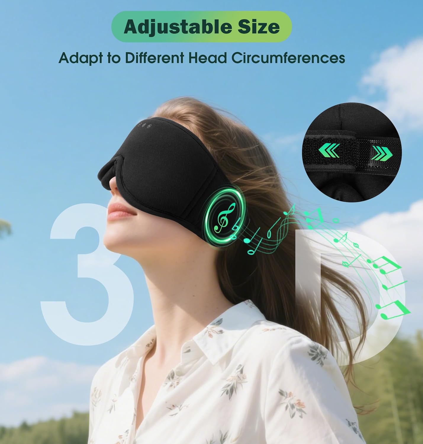 LC-dolida Bamboo Cotton Sleep Mask,5.4 Bluetooth Eye Mask,Sleep Headphones,Ideal for Travel,Night Work,Napping,Side Sleeping and Office Use for Both Men and Women(Blue)
