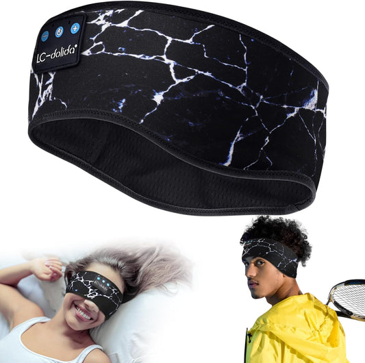 LC-dolida Sleep Headphones Bluetooth Headband Sleeping Wireless Headband Headphones with Thin HD Stereo Speakers Perfect for Side Sleepers, Sport, Yoga, Travel