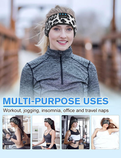 LC-dolida Sleep Headphones Bluetooth 5.4 Headband, Sports Wireless Earphones with Ultra-Thin HD Stereo Speaker Sweat Resistant Earbuds Sleeping Headphone for Workout Running Cool Gadgets Unique Gifts