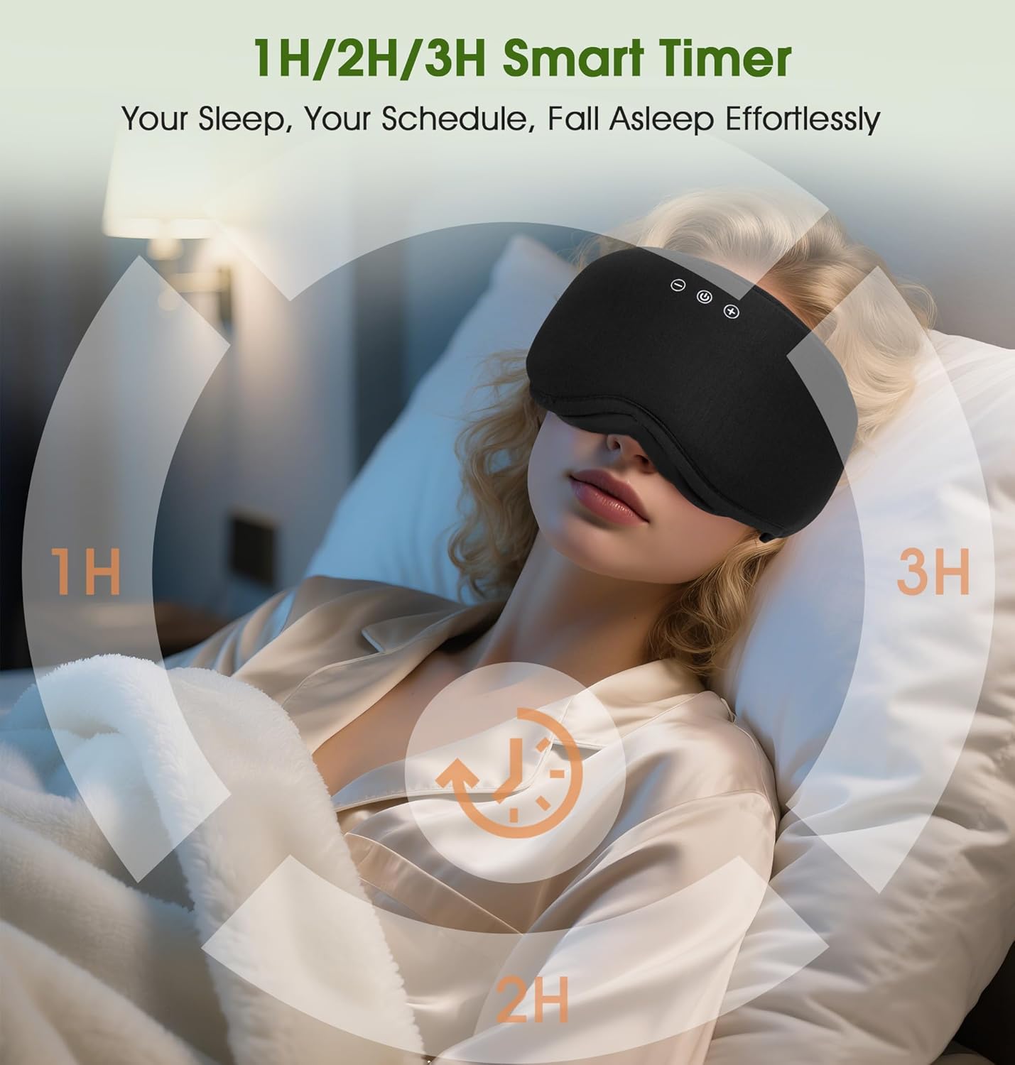 LC-dolida Bamboo Cotton Soft Sleep Mask, 2 in 1 3D Sleep Eye Mask with Bluetooth Sleep Headphones, Sleep Eye Mask with 2 Removable Cup, Blackout Sleeping Mask for Side Sleepers, Women Men, Black