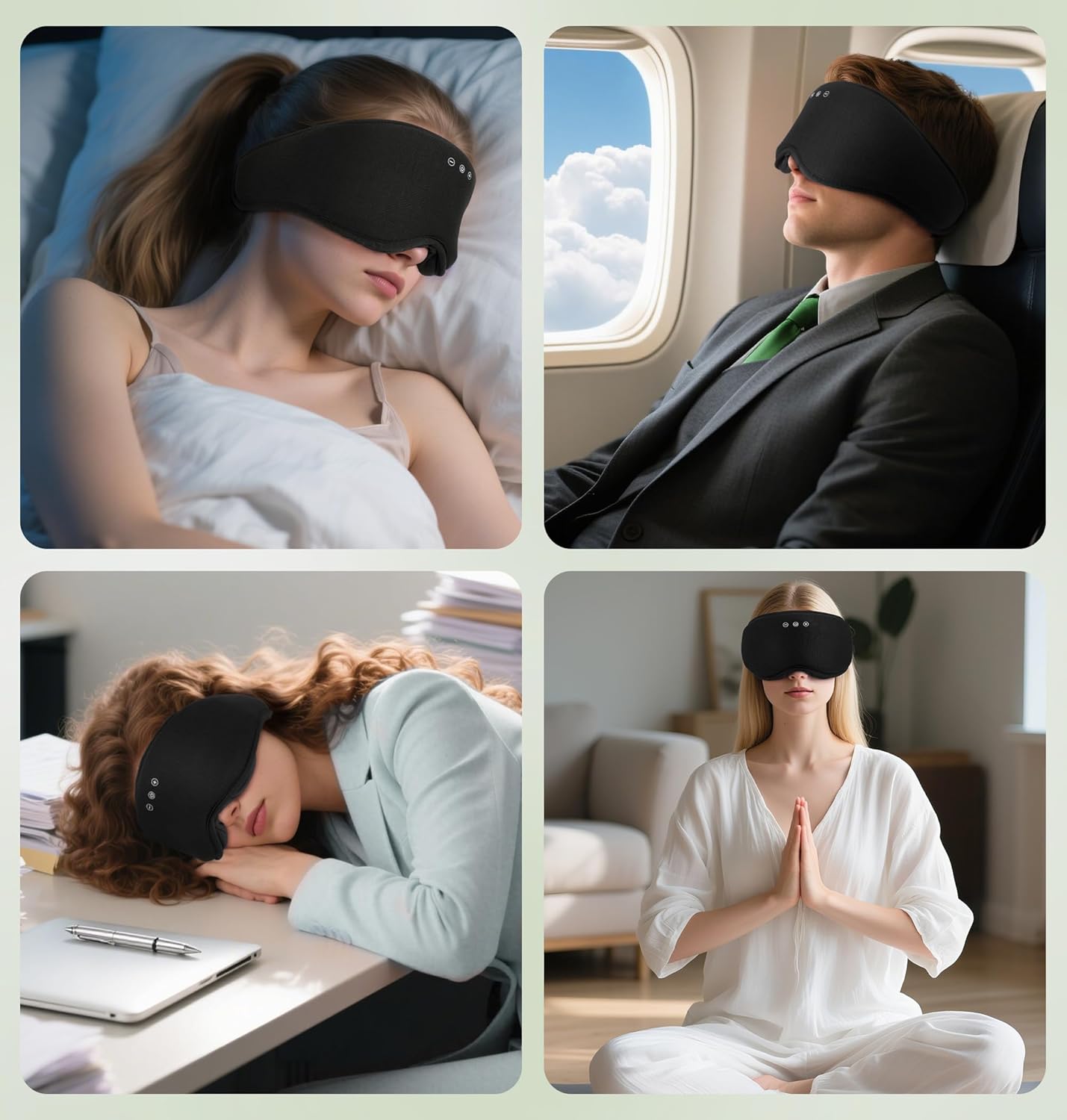 LC-dolida Bamboo Cotton Soft Sleep Mask, 2 in 1 3D Sleep Eye Mask with Bluetooth Sleep Headphones, Sleep Eye Mask with 2 Removable Cup, Blackout Sleeping Mask for Side Sleepers, Women Men, Black