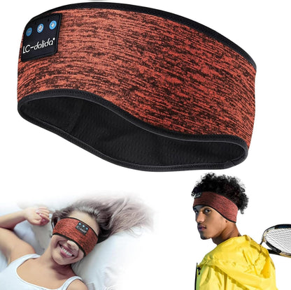 LC-dolida Bluetooth Headband 5.4, Sports Headband Headphones with Thin HD Speakers, Sleep Headphones Soft Long Time Play Sports Headsets for Side Sleepers, Workout, Yoga, Travel, LC006