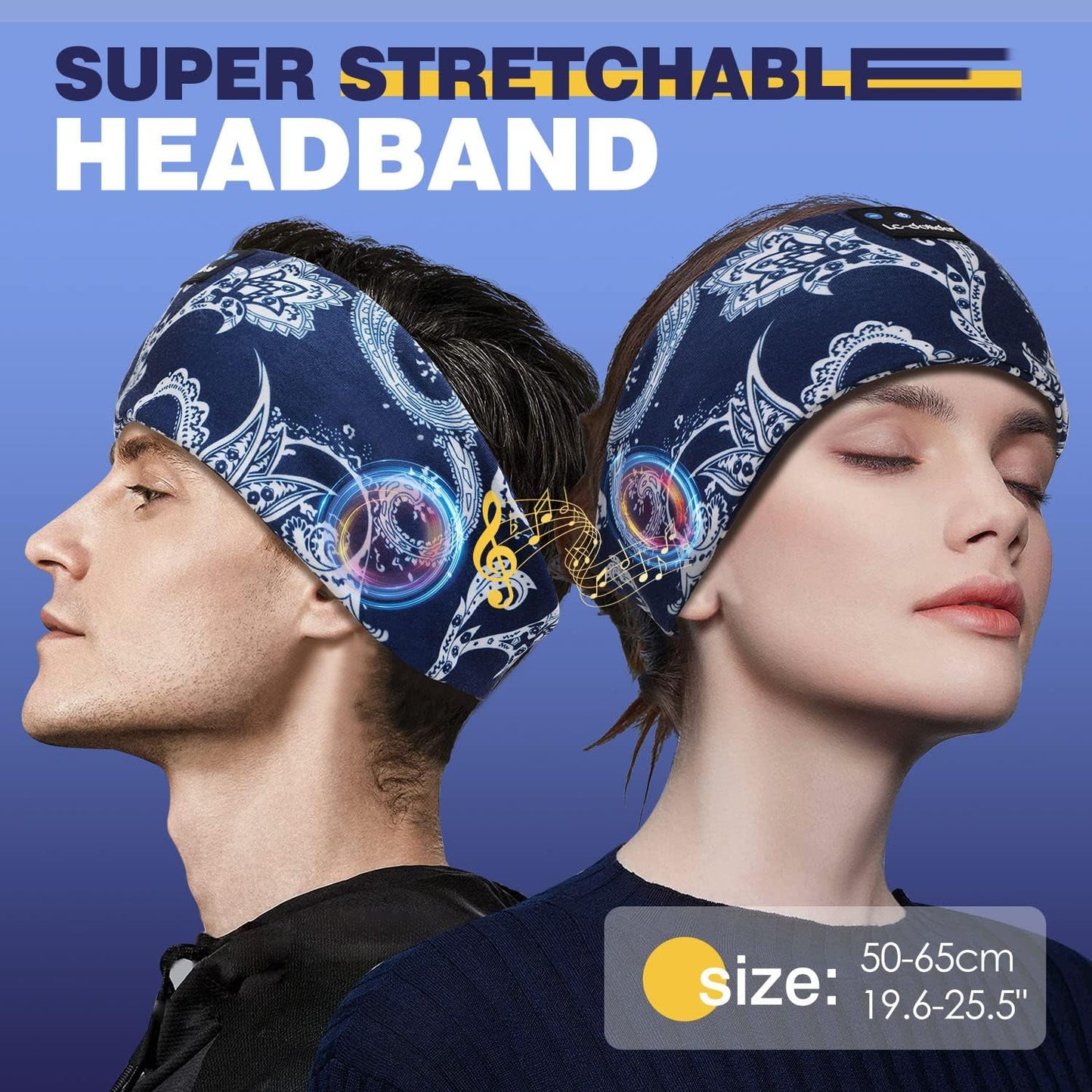 LC-dolida Sleep Headphones Bluetooth Headband Sleeping Wireless Headband Headphones with Thin HD Stereo Speakers Perfect for Side Sleepers, Sport, Yoga, Travel