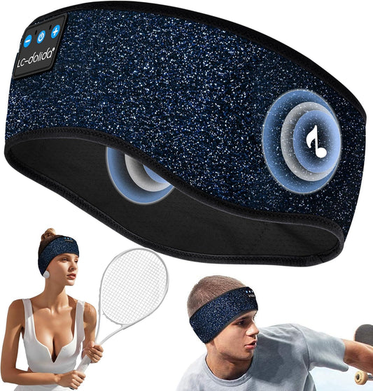 LC-dolida Bluetooth Headband 5.4, Sports Headband Headphones with Thin HD Speakers, Sleep Headphones Soft Long Time Play Sports Headsets for Side Sleepers, Workout, Yoga, Travel, LC006
