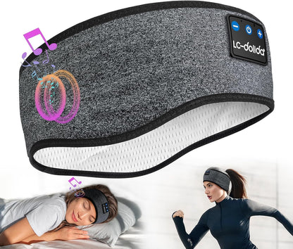 LC-dolida Sleep Headphones Bluetooth Headband Sleeping Wireless Headband Headphones with Thin HD Stereo Speakers Perfect for Side Sleepers, Sport, Yoga, Travel