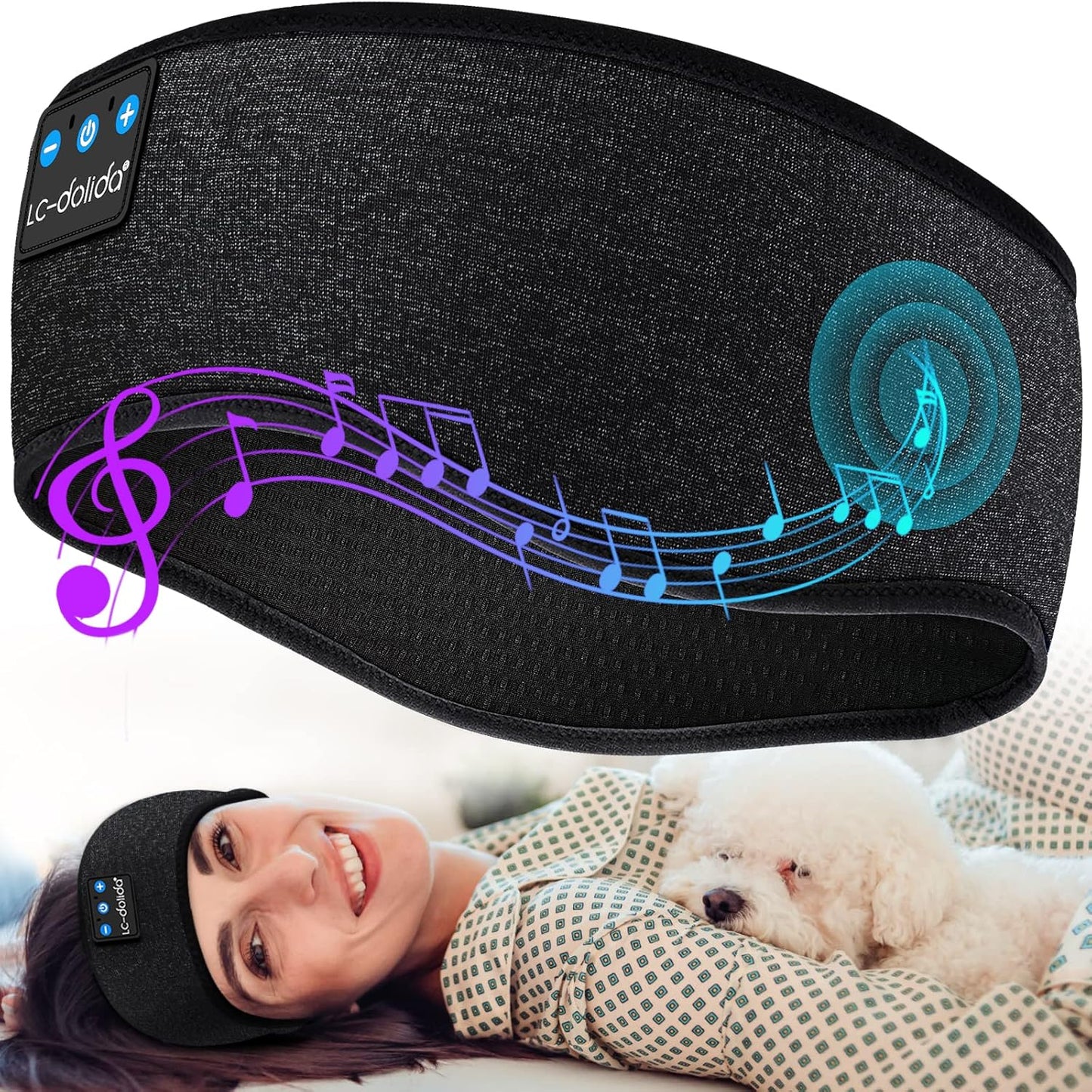 LC-dolida Sleep Headphones Headband Bluetooth 5.4, Sports Headband Earphones Wireless with Speaker Microphone USB C for Sleeping Gift Workout Jogging Yoga Insomnia Travel Meditation, Butterfly
