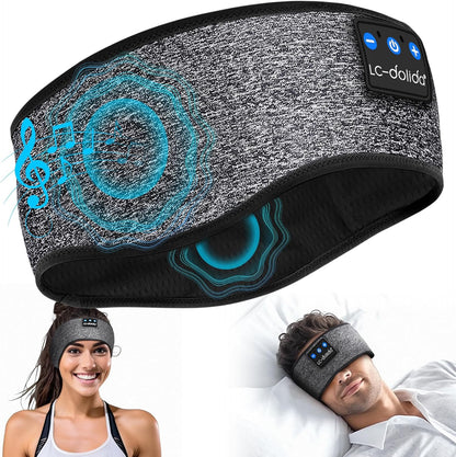 LC-dolida Sleep Headphones Bluetooth Headband Sleeping Wireless Headband Headphones with Thin HD Stereo Speakers Perfect for Side Sleepers, Sport, Yoga, Travel