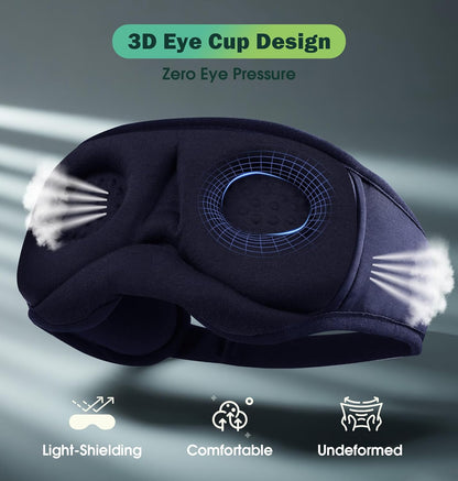 LC-dolida Bamboo Cotton Sleep Mask,5.4 Bluetooth Eye Mask,Sleep Headphones,Ideal for Travel,Night Work,Napping,Side Sleeping and Office Use for Both Men and Women(Blue)