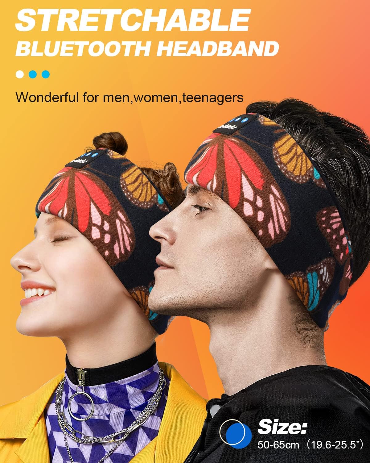 LC-dolida Sleep Headphones Headband Bluetooth 5.4, Sports Headband Earphones Wireless with Speaker Microphone USB C for Sleeping Gift Workout Jogging Yoga Insomnia Travel Meditation, Butterfly