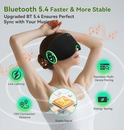 LC-dolida Bamboo Cotton Weighted Bluetooth Sleep Masks, 3D Weighted Sleep Masks with Bluetooth 5.4 Headphones, Total Blackout Bluetooth Sleep Mask for Women Men, Weight Eye Mask for Sleeping, Black