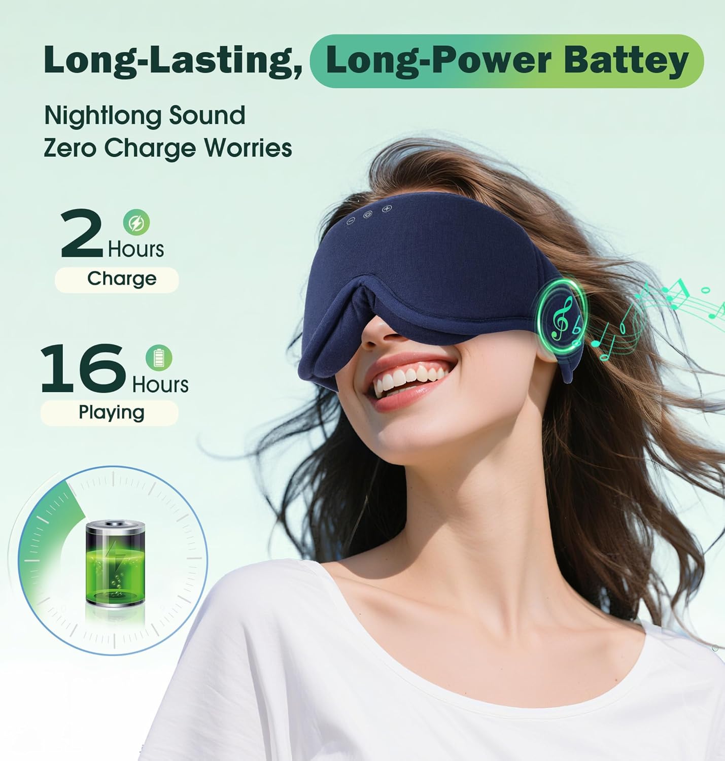 LC-dolida Bamboo Cotton Sleep Mask,5.4 Bluetooth Eye Mask,Sleep Headphones,Ideal for Travel,Night Work,Napping,Side Sleeping and Office Use for Both Men and Women(Blue)