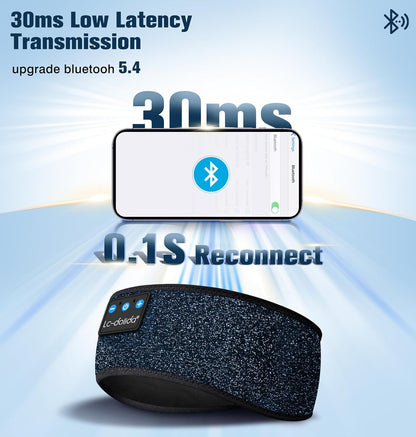 LC-dolida Bluetooth Headband 5.4, Sports Headband Headphones with Thin HD Speakers, Sleep Headphones Soft Long Time Play Sports Headsets for Side Sleepers, Workout, Yoga, Travel, LC006
