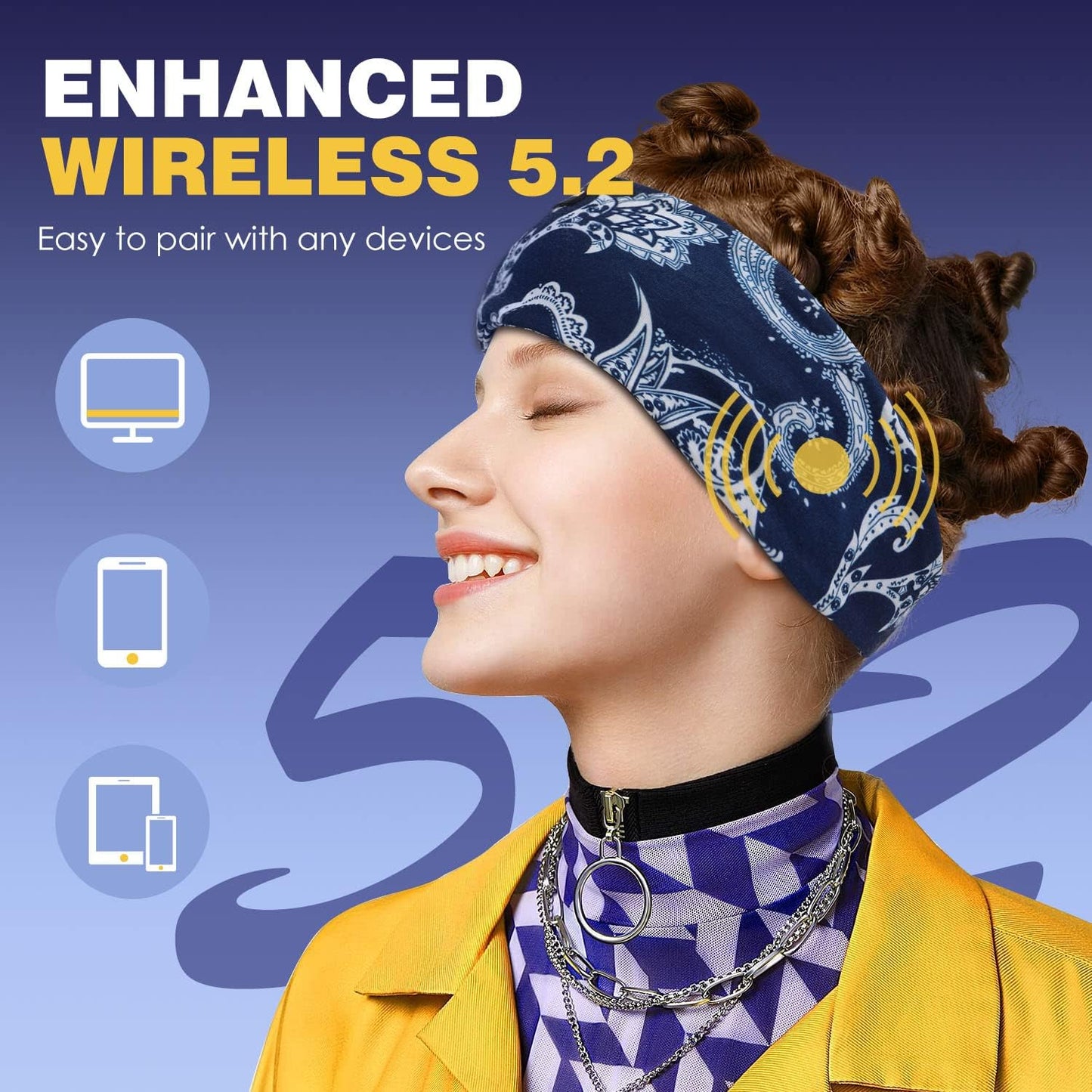 LC-dolida Sleep Headphones Bluetooth Headband Sleeping Wireless Headband Headphones with Thin HD Stereo Speakers Perfect for Side Sleepers, Sport, Yoga, Travel