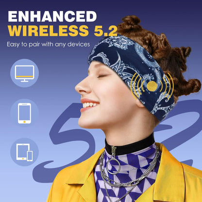 LC-dolida Sleep Headphones Bluetooth Headband Sleeping Wireless Headband Headphones with Thin HD Stereo Speakers Perfect for Side Sleepers, Sport, Yoga, Travel