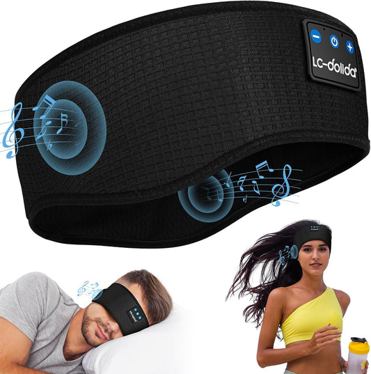 LC-dolida Sleep Headphones Bluetooth, Wireless Band Sleep Headphones Sleep with Thin HD Stereo Speakers Music Perfect for Side Sleepers, Sport,Travel Best Gifts for Men Women
