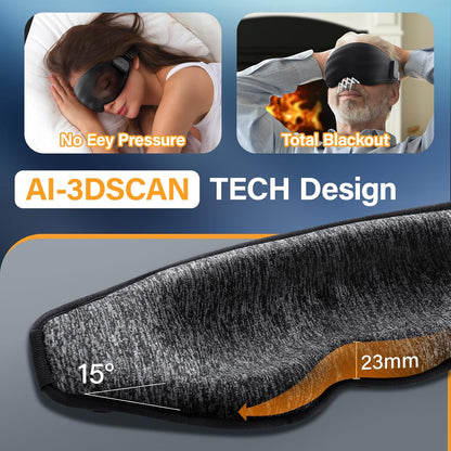 Heated Eye Mask Cordless for Dry Eyes, FSA/HSA Eligible 3D Sleep Mask No Pressure, Warm Compress with Temperature, Timer Control for Sleeping Stye Eye Relax Meditation Travel Women Men