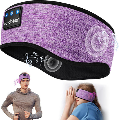 LC-dolida Sleep Headphones Bluetooth Headband Music Wireless Headband Headphones with Thin HD Stereo Speakers Perfect for Side Sleepers, Sport, Yoga, Travel