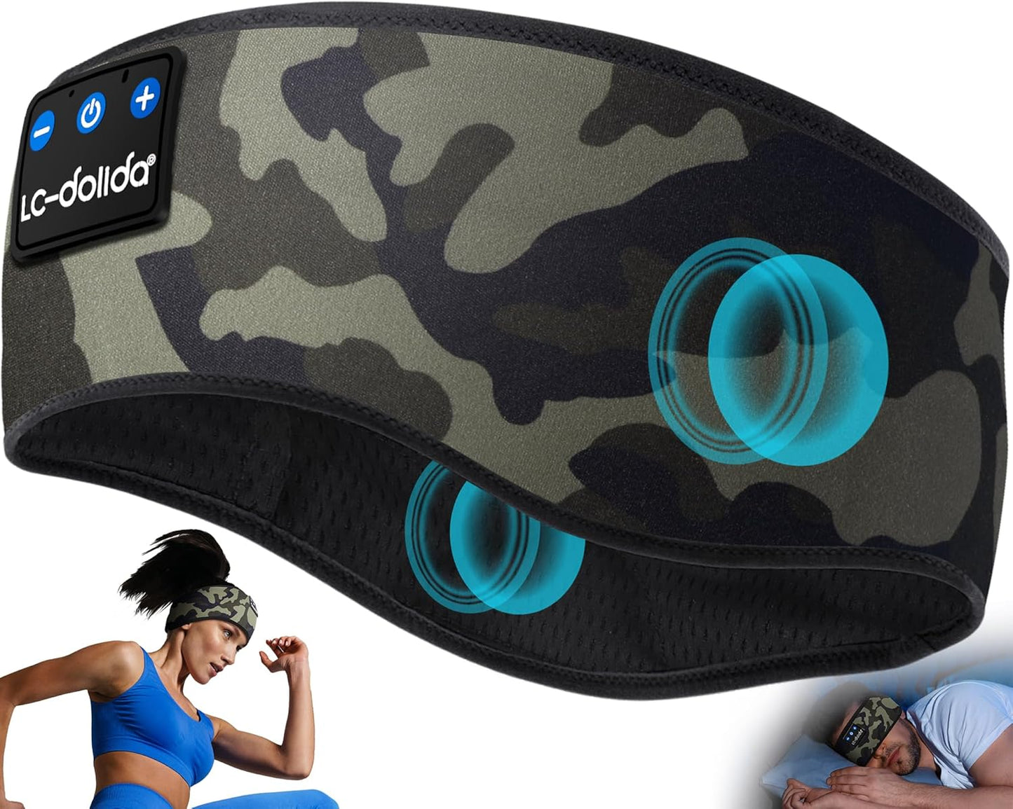 LC-dolida Sleep Headphones Bluetooth Headband Music Wireless Headband Headphones with Thin HD Stereo Speakers Perfect for Side Sleepers, Sport, Yoga, Travel