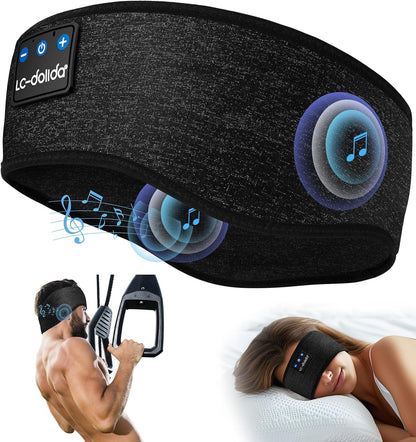 LC-dolida Sleep Headphones Bluetooth Headband Music Wireless Headband Headphones with Thin HD Stereo Speakers Perfect for Side Sleepers, Sport, Yoga, Travel