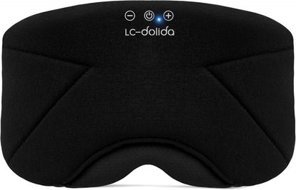 Sleep Mask with Headphones Bluetooth 5.4, LC-dolida Wireless Music Eye Mask for Sleeping Headphones with Soft Bamboo Cotton Cooling Breathable,Ultra-Thin Stereo Speaker for Side Sleepers-Blue