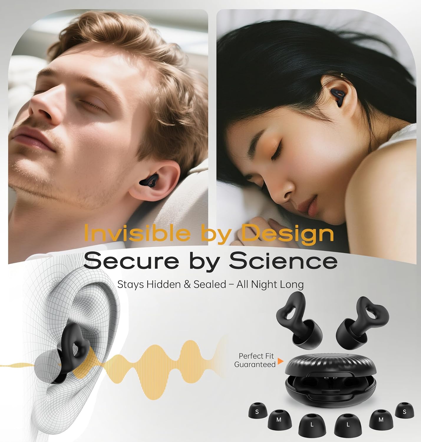 Ear Plugs for Sleeping Noise Cancelling, Soft Silicone Earplugs for Sleep, 45dB Reusable Noise Reduction Ear Plugs with 8 Ear Tips, Hearing Protection for Concerts and Travel