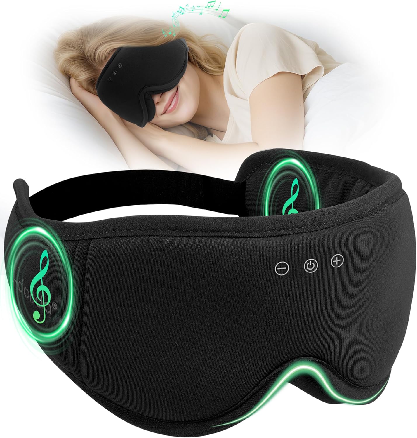 LC-dolida Bamboo Cotton Sleep Mask,5.4 Bluetooth Eye Mask,Sleep Headphones,Ideal for Travel,Night Work,Napping,Side Sleeping and Office Use for Both Men and Women(Blue)