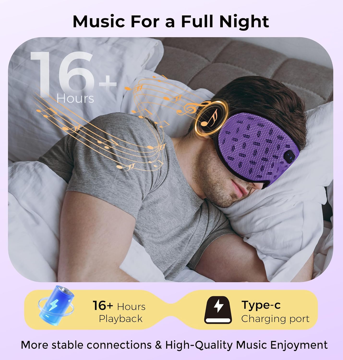 LC-dolida Sleep Mask Headphones with Bluetooth 5.4, Detachable 3D Eye Cups for Zero Pressure Comfort, Cooling Breathable Bluetooth Eye Mask for Side Sleepers, Gifts for Men Women