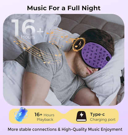 LC-dolida Sleep Mask Headphones with Bluetooth 5.4, Detachable 3D Eye Cups for Zero Pressure Comfort, Cooling Breathable Bluetooth Eye Mask for Side Sleepers, Gifts for Men Women