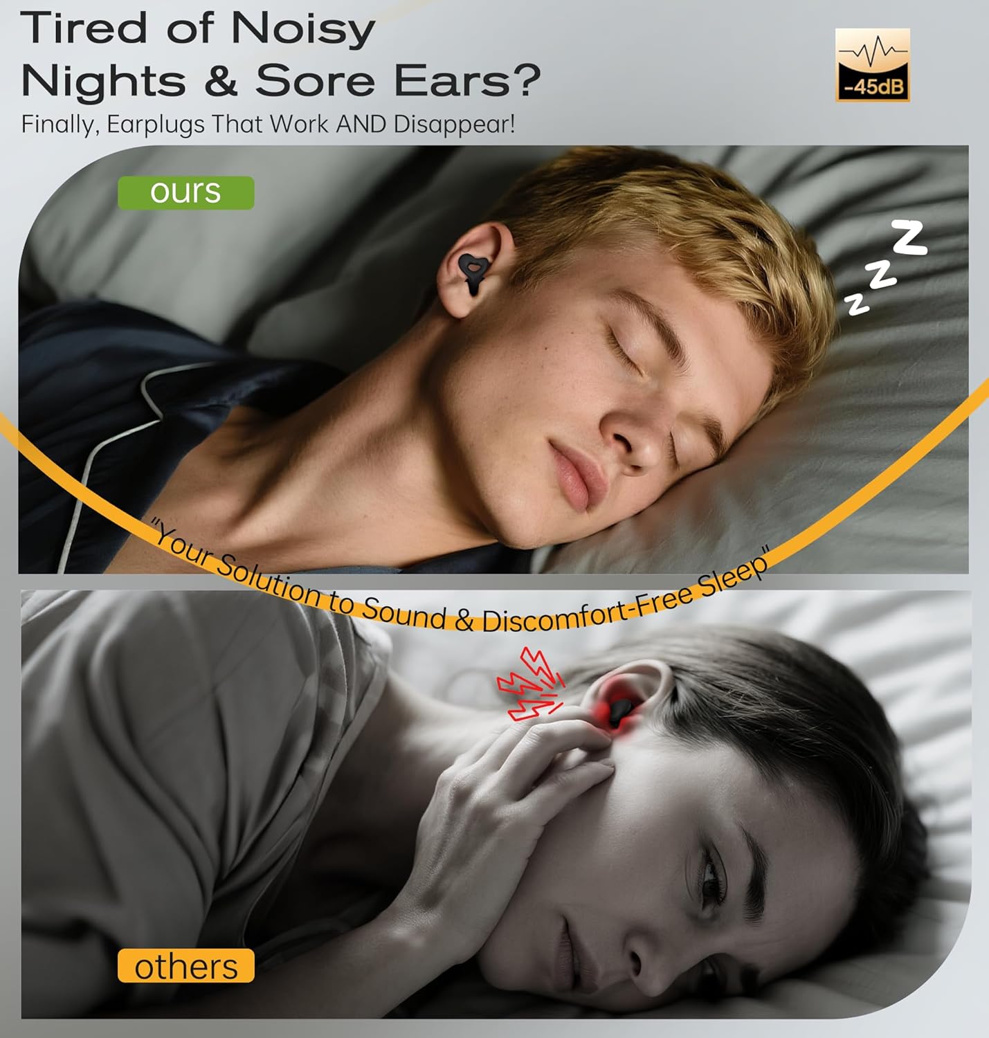 Ear Plugs for Sleeping Noise Cancelling, Soft Silicone Earplugs for Sleep, 45dB Reusable Noise Reduction Ear Plugs with 8 Ear Tips, Hearing Protection for Concerts and Travel