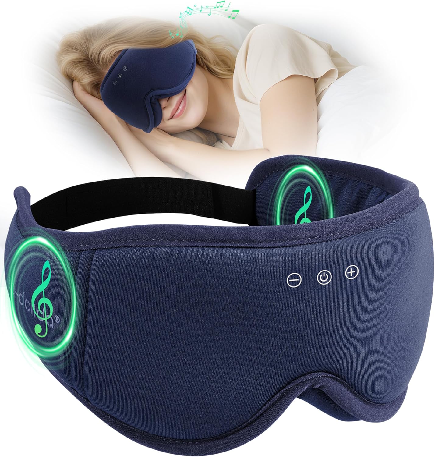 LC-dolida Bamboo Cotton Sleep Mask,5.4 Bluetooth Eye Mask,Sleep Headphones,Ideal for Travel,Night Work,Napping,Side Sleeping and Office Use for Both Men and Women(Blue)