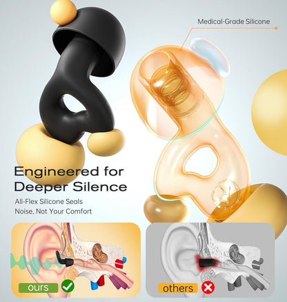 Ear Plugs for Sleeping Noise Cancelling, Soft Silicone Earplugs for Sleep, 45dB Reusable Noise Reduction Ear Plugs with 8 Ear Tips, Hearing Protection for Concerts and Travel
