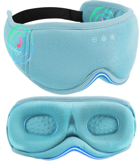 BambooCotton 3D Bluetooth Sleep Mask, LC-dolida 2025 New Sleep Headphones, Wireless Comfort, Sustainable Luxury for Better Sleep