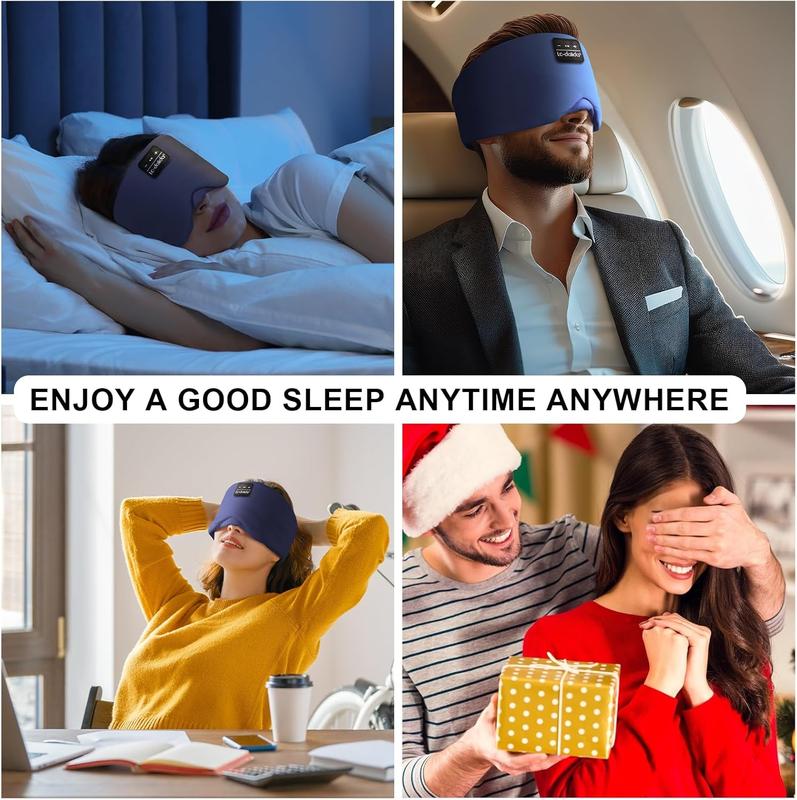 Upgraded Bluetooth 5.4 Sleep Mask with Ice Silk Fabric, Total Blackout Eye Mask for Men & Women, All-Night Comfort for Travel, Home