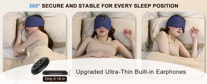Upgraded Bluetooth 5.4 Sleep Mask with Ice Silk Fabric, Total Blackout Eye Mask for Men & Women, All-Night Comfort for Travel, Home